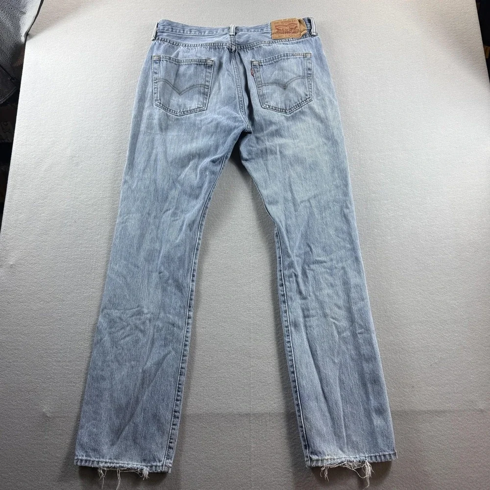Levis 501 Jeans Mens 34x34 (Fit 32x31) Light Wash Straight Distressed Denim